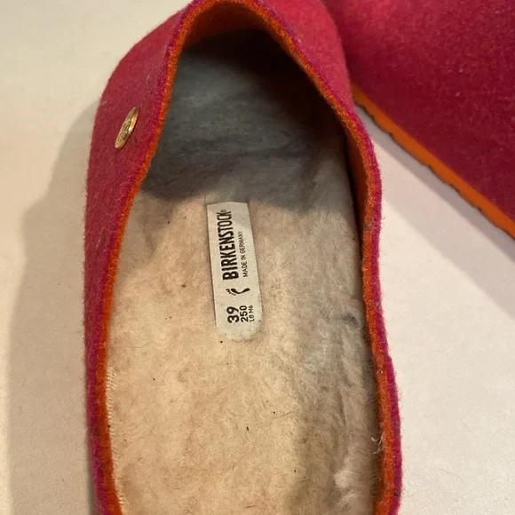 BIRKENSTOCK Kaprun Rivet Doubleface Wool Clogs Pink Fuchsia Orange Sz 39. EUC - Picture 10 of 11